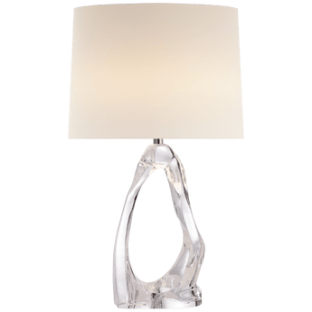 Cannes Table Lamp in Clear Glass with Linen Shade