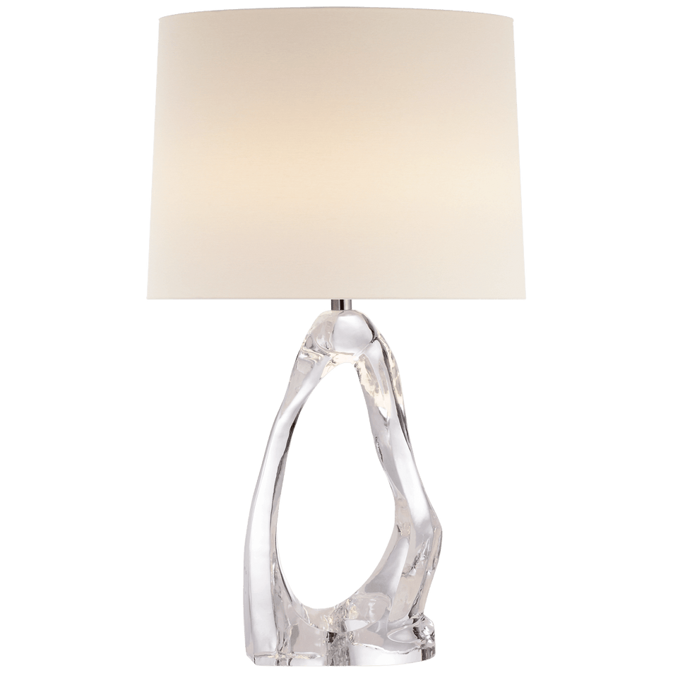 Cannes Table Lamp in Clear Glass with Linen Shade