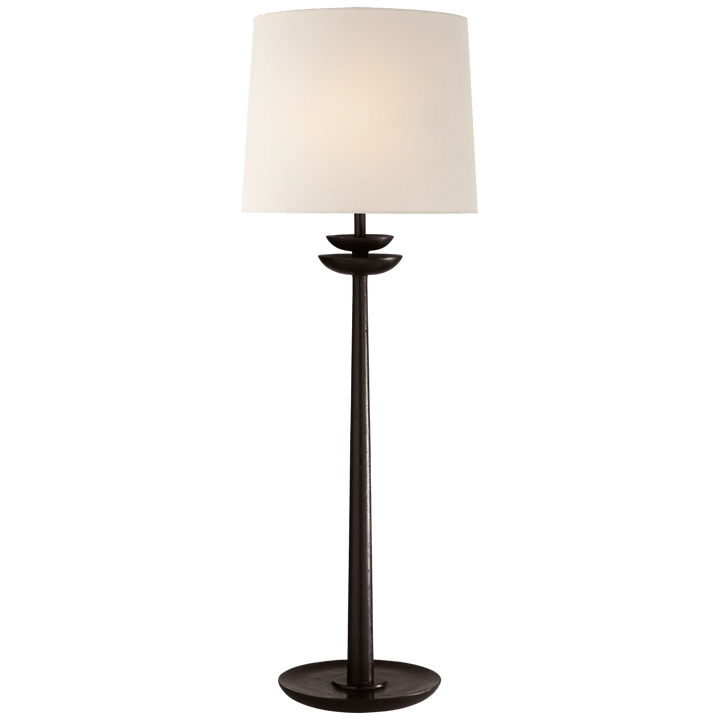 Beaumont Medium Buffet Lamp in Aged Iron with Linen Shade
