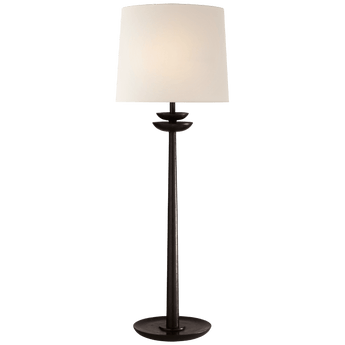 Beaumont Medium Buffet Lamp in Aged Iron with Linen Shade