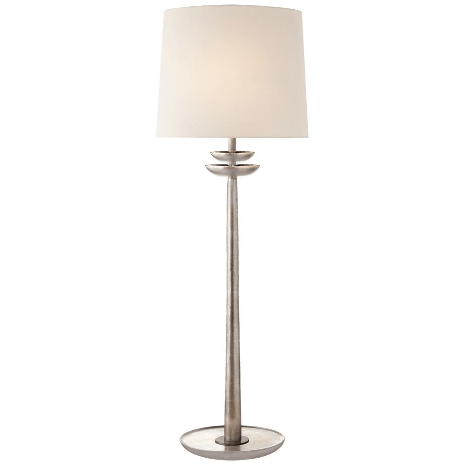 Beaumont Medium Buffet Lamp in Burnished Silver Leaf with Linen Shade
