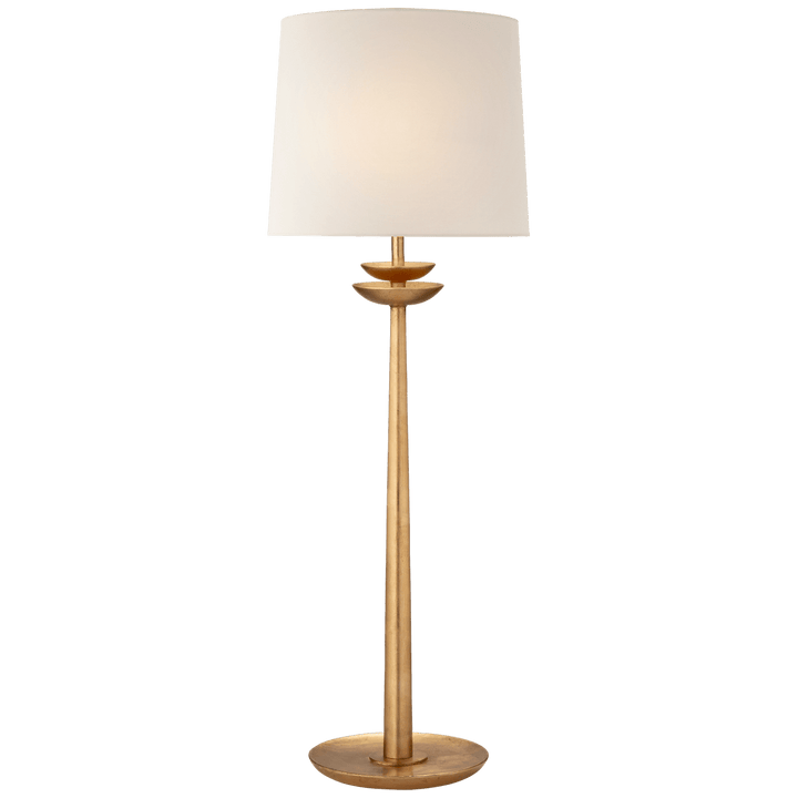Beaumont Medium Buffet Lamp in Gild with Linen Shade