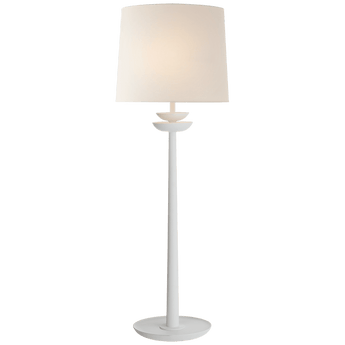 Beaumont Medium Buffet Lamp in White with Linen Shade