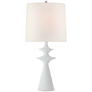 Lakmos Large Table Lamp in Plaster White with Linen Shade