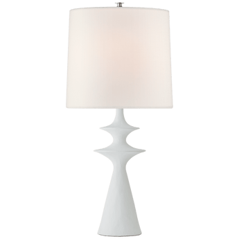 Lakmos Large Table Lamp in Plaster White with Linen Shade