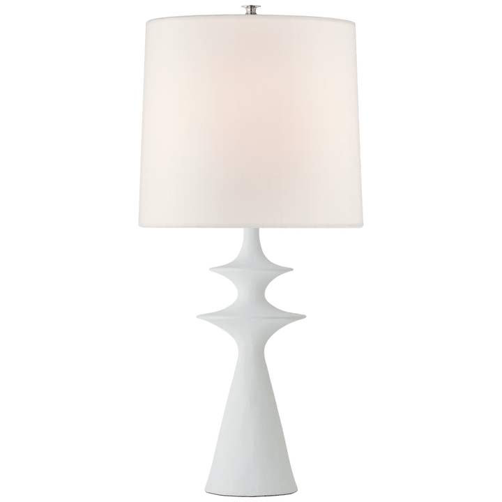 Lakmos Large Table Lamp in Plaster White with Linen Shade