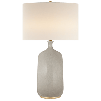 Culloden Table Lamp in Bone Craquelure with Linen Shade