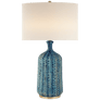 Culloden Table Lamp in Pebbled Aquamarine with Linen Shade