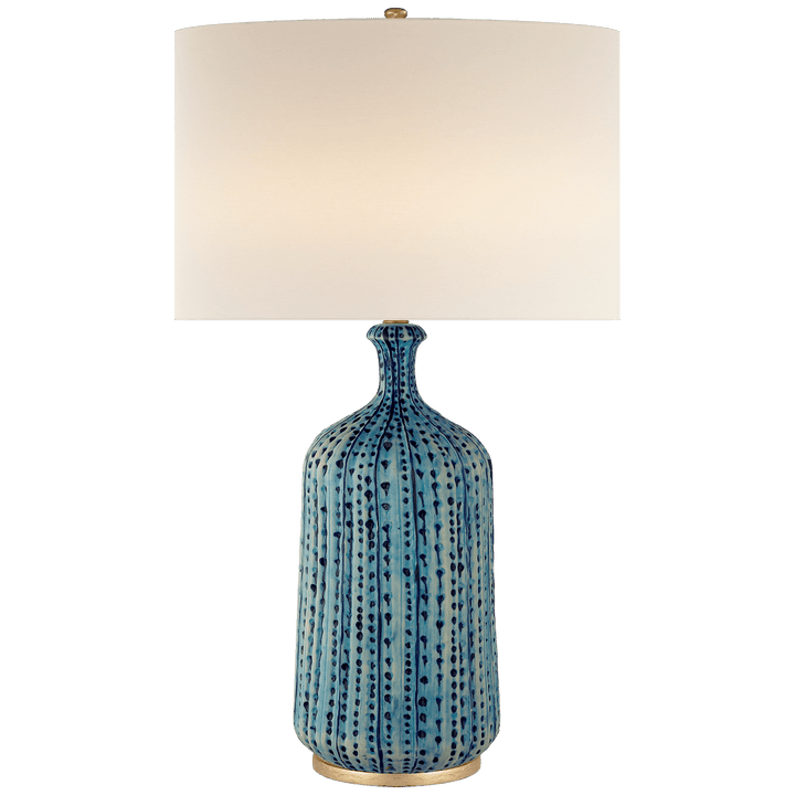 Culloden Table Lamp in Pebbled Aquamarine with Linen Shade