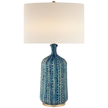 Culloden Table Lamp in Pebbled Aquamarine with Linen Shade