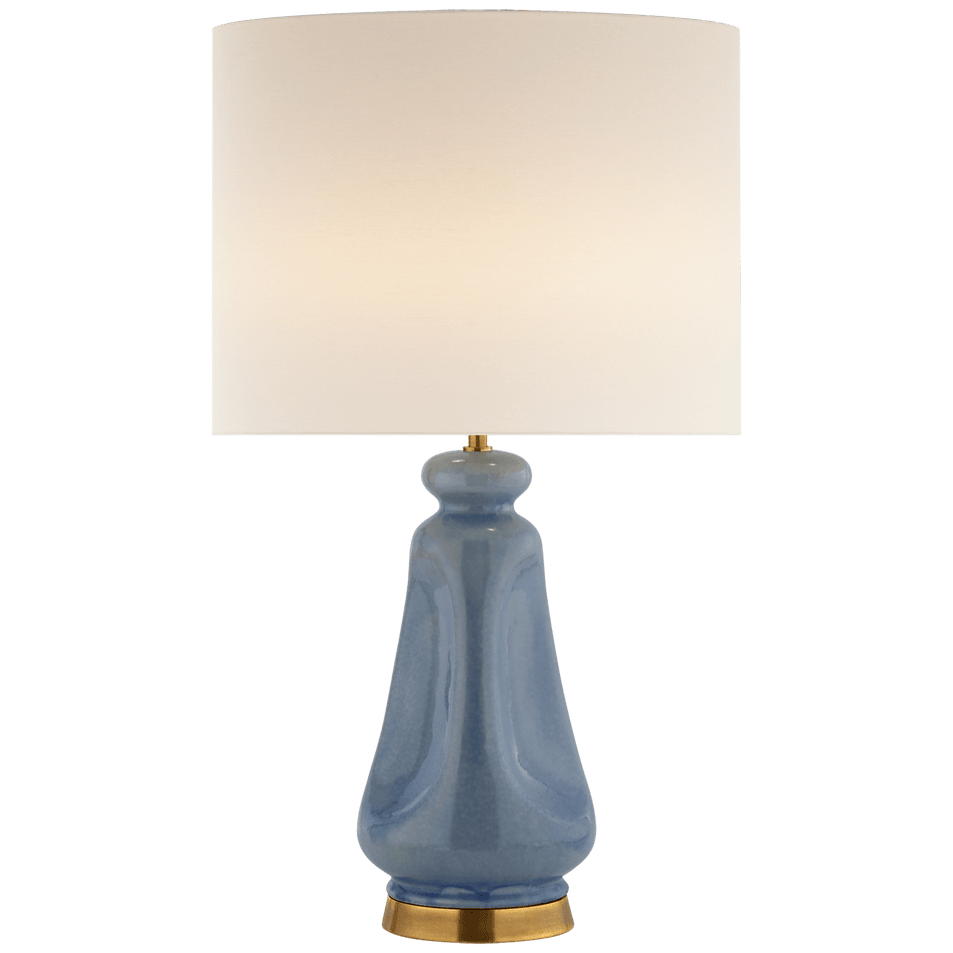 Kapila Table Lamp in Polar Blue Crackle with Linen Shade