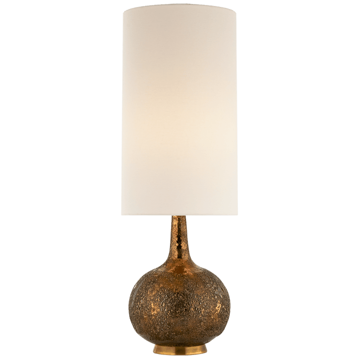 Hunlen Table Lamp in Chalk Burnt Gold with Linen Shade