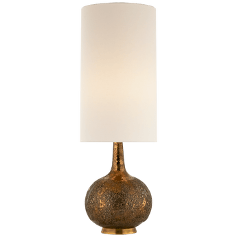 Hunlen Table Lamp in Chalk Burnt Gold with Linen Shade