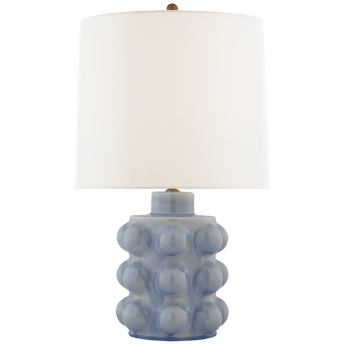 Vedra Medium Table Lamp in Polar Blue Crackle with Linen Shade