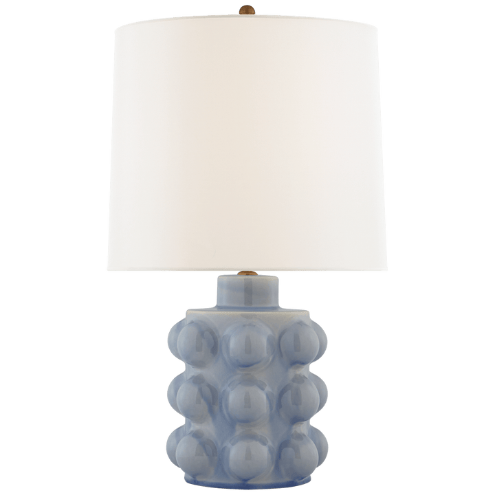 Vedra Medium Table Lamp in Polar Blue Crackle with Linen Shade