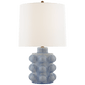 Vedra Medium Table Lamp in Polar Blue Crackle with Linen Shade
