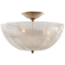 Rosehill Semi-Flush in Hand-Rubbed Antique Brass with White Strie Glass