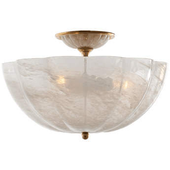 Rosehill Semi-Flush in Hand-Rubbed Antique Brass with White Strie Glass