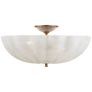 Rosehill Large Semi-Flush Mount in Hand-Rubbed Antique Brass with White Strie Glass