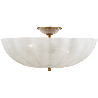 Rosehill Large Semi-Flush Mount in Hand-Rubbed Antique Brass with White Strie Glass