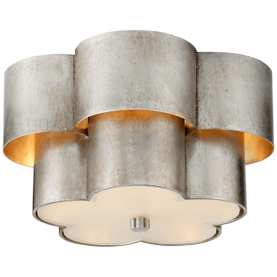 Arabelle Flush Mount in Burnished Silver Leaf with Frosted Acrylic