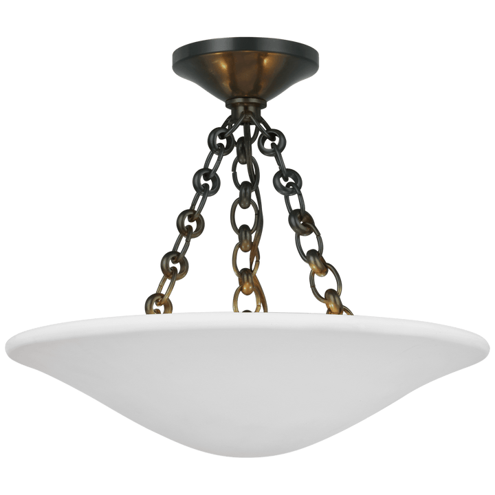 Mollino 16" Semi Flush Mount in Bronze with Plaster White Shade