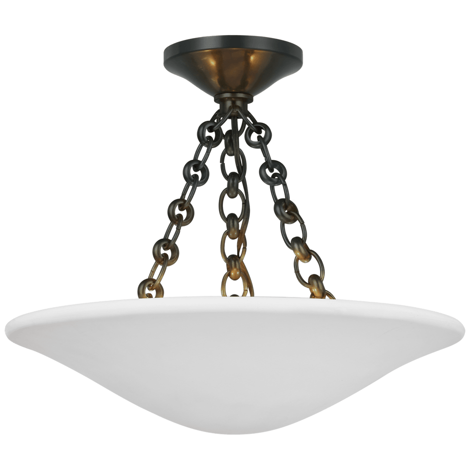 Mollino 16" Semi Flush Mount in Bronze with Plaster White Shade