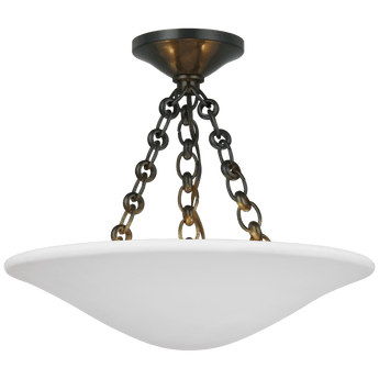 Mollino 16" Semi Flush Mount in Bronze with Plaster White Shade