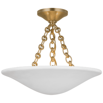 Mollino 16" Semi Flush Mount in Hand-Rubbed Antique Brass with Plaster White Shade