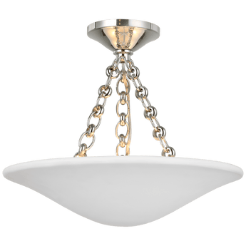 Mollino 16" Semi Flush Mount in Polished Nickel with Plaster White Shade