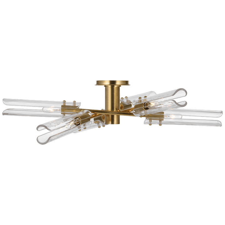 Casoria XL Radial Flush Mount in Hand-Rubbed Antique Brass with Clear Glass