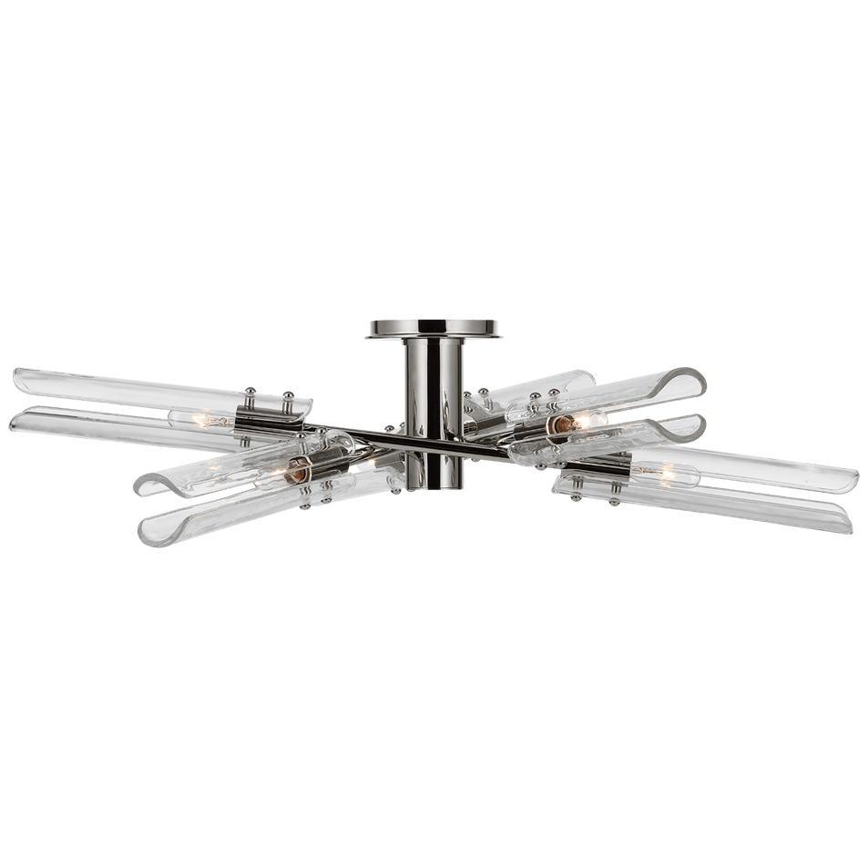Casoria XL Radial Flush Mount in Polished Nickel with Clear Glass