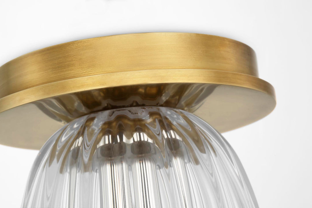 Asalea 5" Solitaire Flush Mount in Hand-Rubbed Antique Brass with Clear Glass