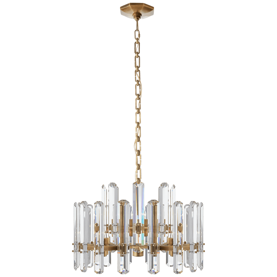Bonnington Chandelier in Hand-Rubbed Antique Brass with Crystal