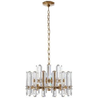 Bonnington Chandelier in Hand-Rubbed Antique Brass with Crystal