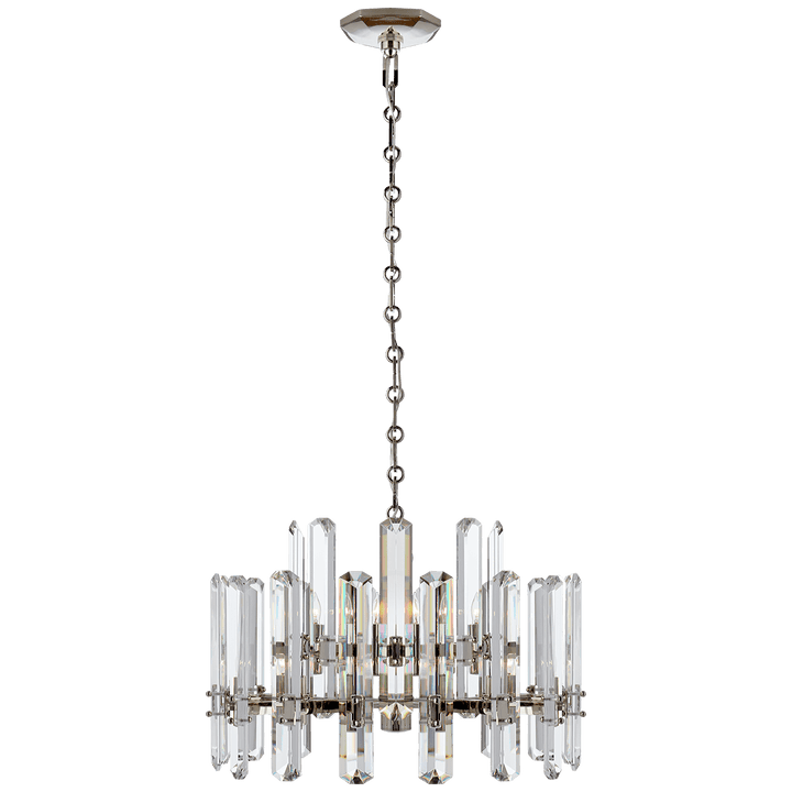 Bonnington Chandelier in Polished Nickel with Crystal