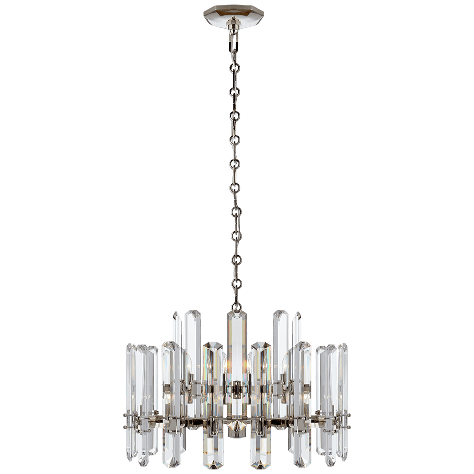 Bonnington Chandelier in Polished Nickel with Crystal