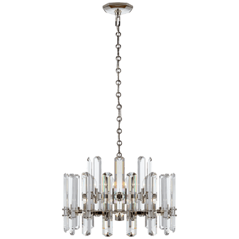 Bonnington Chandelier in Polished Nickel with Crystal