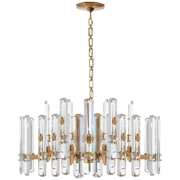 Bonnington Large Chandelier in Hand-Rubbed Antique Brass with Crystal