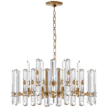 Bonnington Large Chandelier in Hand-Rubbed Antique Brass with Crystal