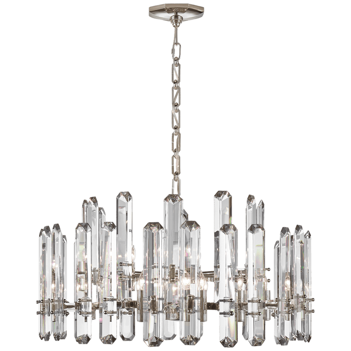 Bonnington Large Chandelier in Polished Nickel with Crystal