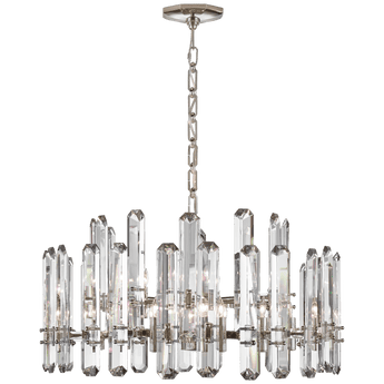 Bonnington Large Chandelier in Polished Nickel with Crystal