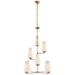 Fontaine Vertical Chandelier in Gilded Plaster with Linen Shades