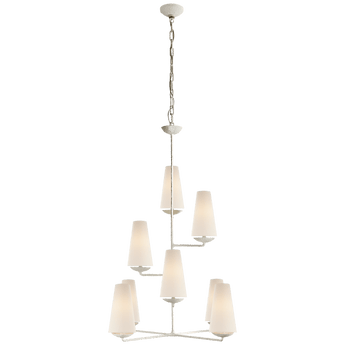 Fontaine Vertical Chandelier in Plaster with Linen Shades