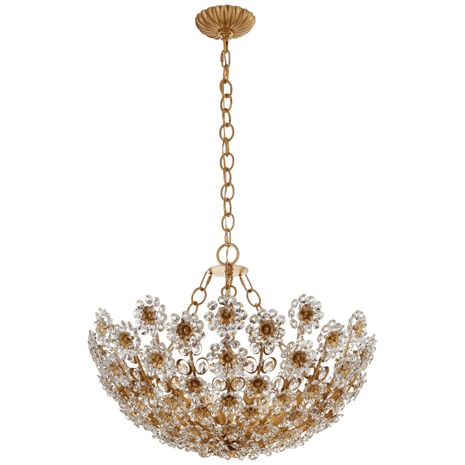 Claret Short Chandelier in Gild with Crystal