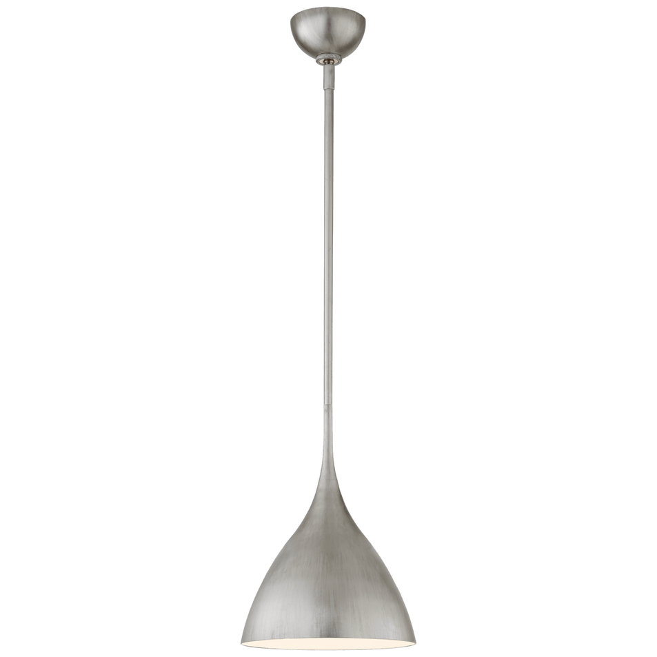 Agnes Small Pendant in Burnished Silver Leaf with White Interior