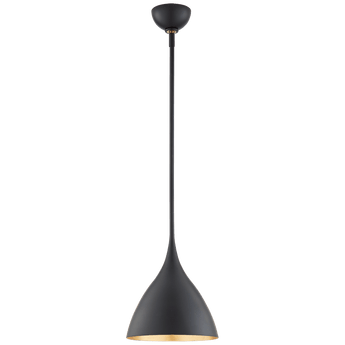 Agnes Small Pendant in Matte Black with Gild Interior