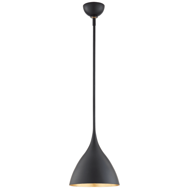 Agnes Small Pendant in Matte Black with Gild Interior