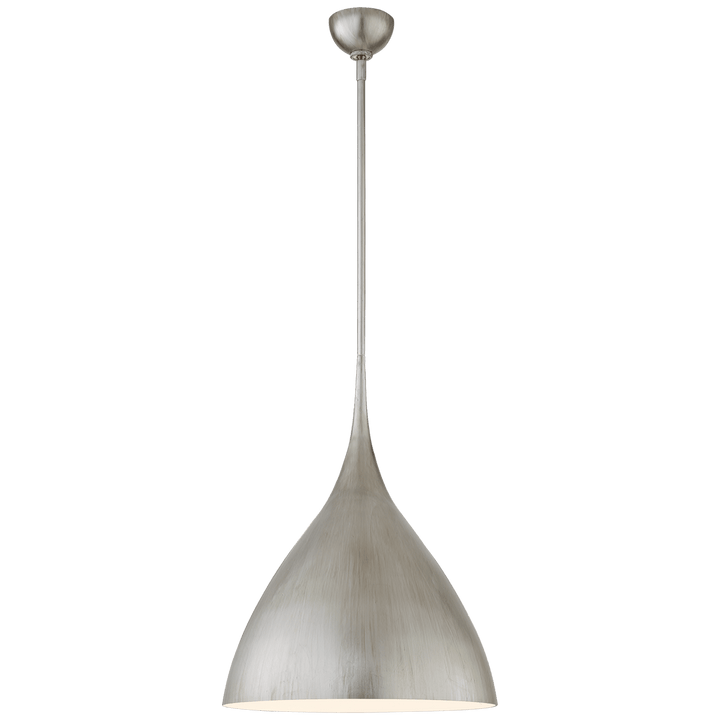 Agnes Medium Pendant in Burnished Silver Leaf with White Interior