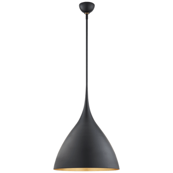 Agnes Medium Pendant in Matte Black with Gild Interior